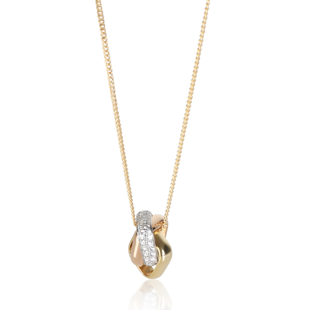 Cartier 3-Tone Gold Diamond Trinity Cushion Pendant